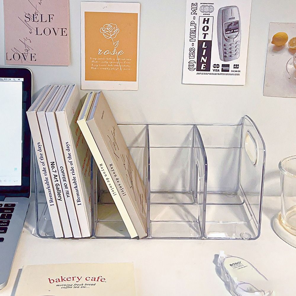 Clear Acrylic Book Stand Holder - 손잡이가 있는 휴대용 투명 아크릴 북엔드,