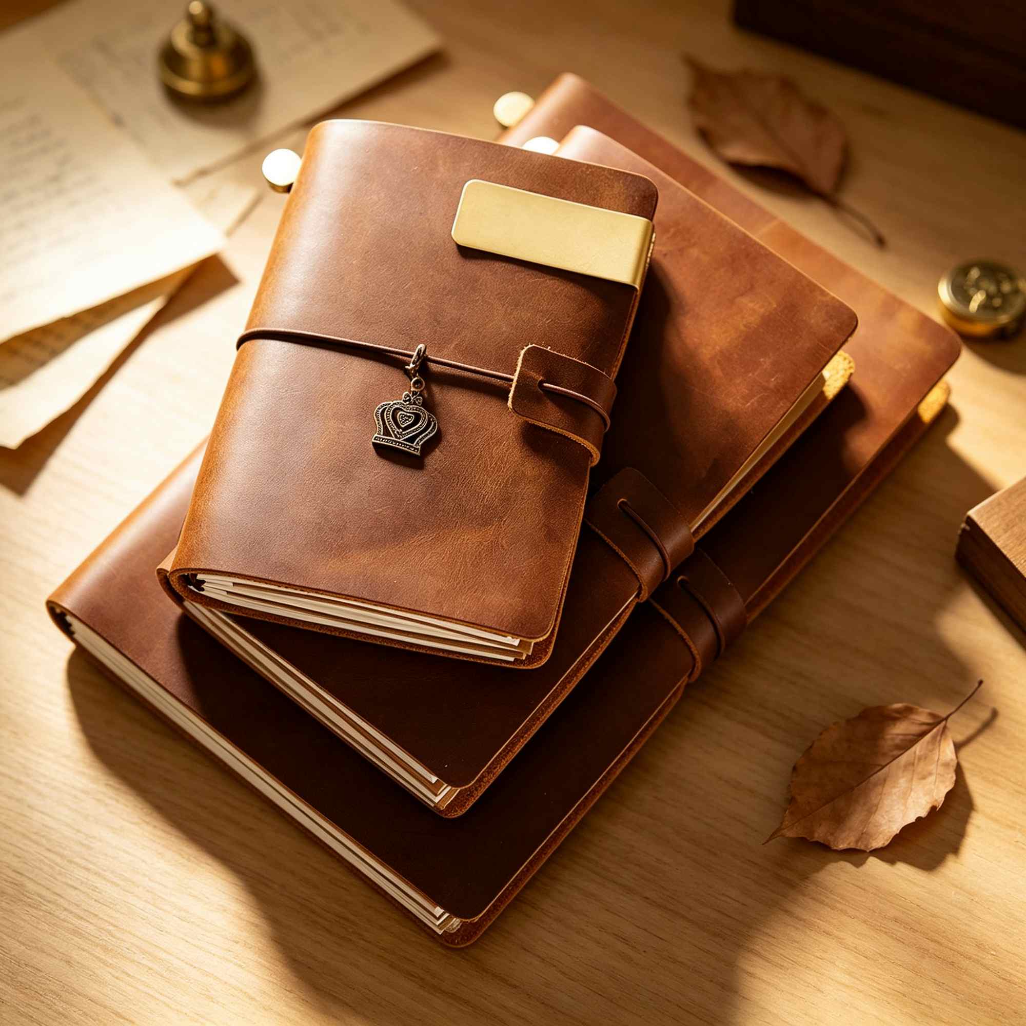 Vintage Leather Journal Notebook - 크레이지 호스 가죽 여행 일기장, 교체