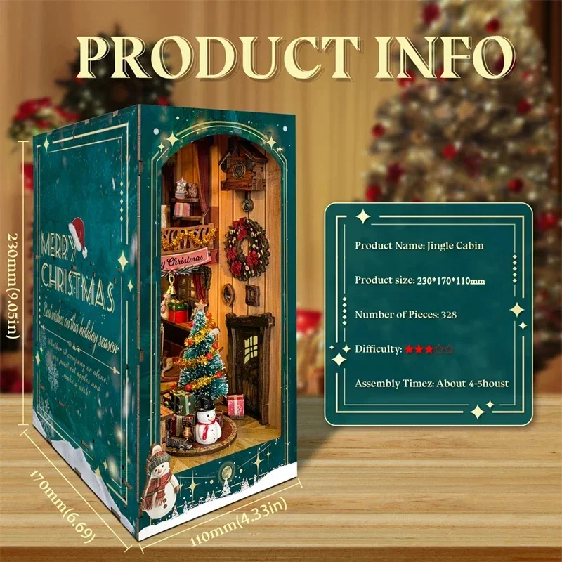 메리 크리스마스 DIY 나무 책장 인서트 미니어처 키트 - Diy Wooden Book Nook Kit Shelf Insert 리뷰 및 가격